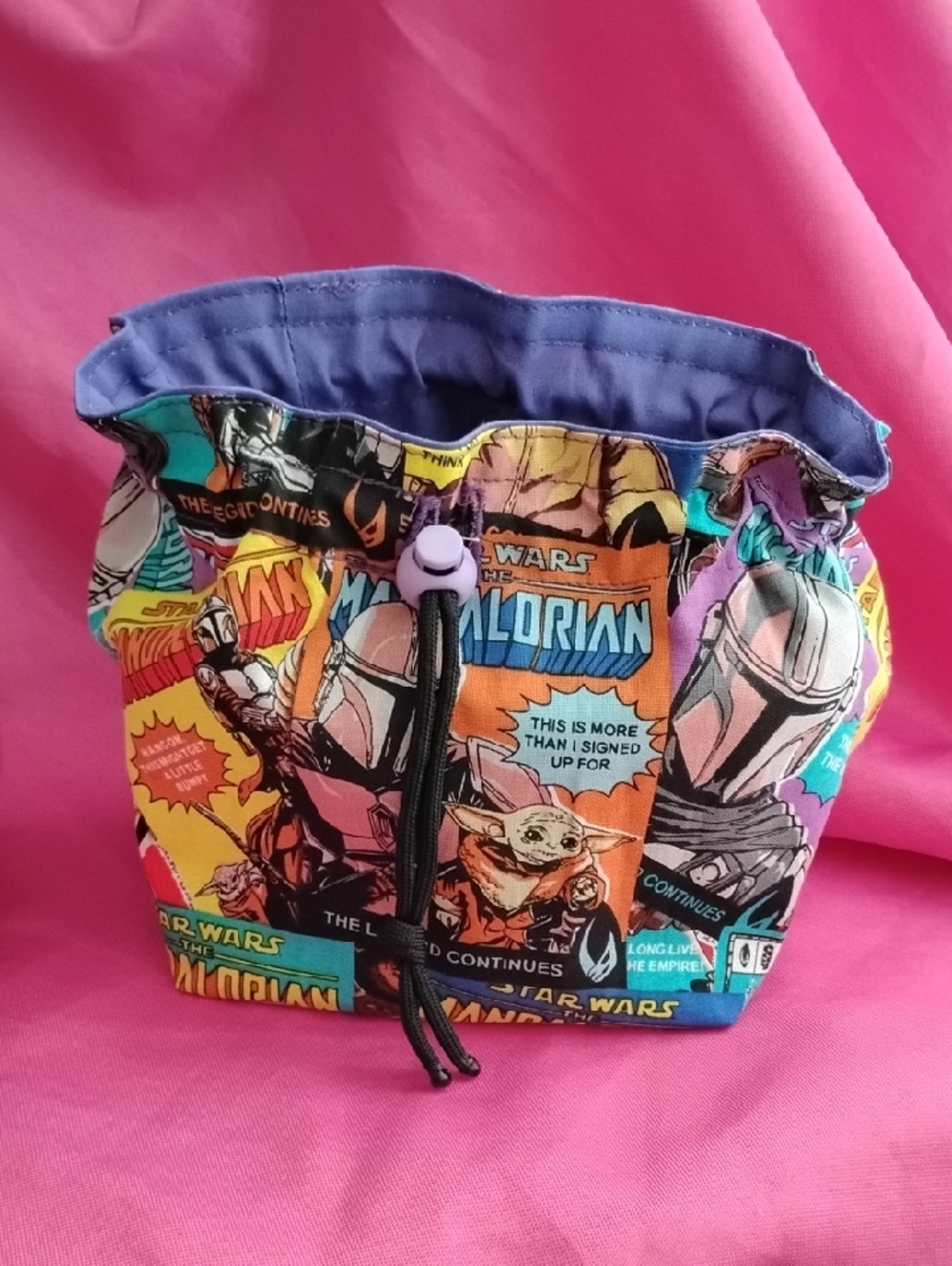 The Mandalorian Comic-Print Mini Drawstring Bag - Purple Accent